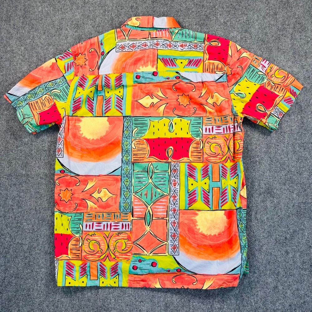 Territory Ahead Mens M Bright Abstract Geometric Camp Aloha Cotton Shirt Tropic - Picture 3 of 9